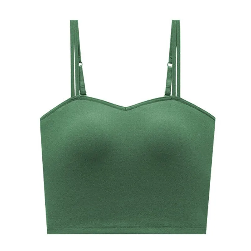 Female Push Up Bras Double Strap Crop Wirefree Brassiere Seamless Underwear With Built In Bra