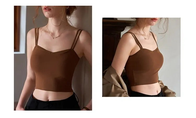 Female Push Up Bras Double Strap Crop Wirefree Brassiere Seamless Underwear With Built In Bra