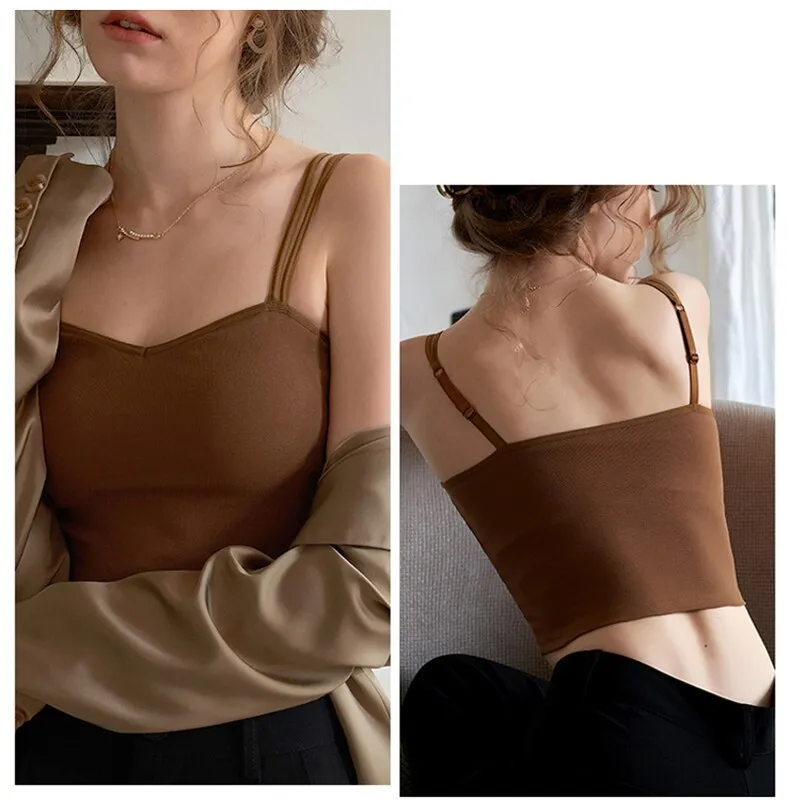 Female Push Up Bras Double Strap Crop Wirefree Brassiere Seamless Underwear With Built In Bra