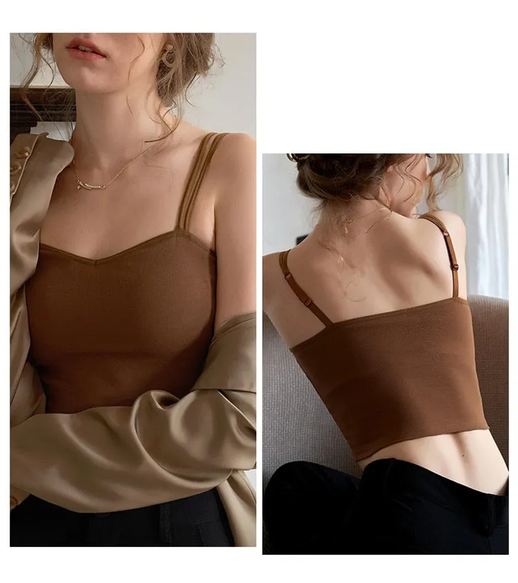 Female Push Up Bras Double Strap Crop Wirefree Brassiere Seamless Underwear With Built In Bra