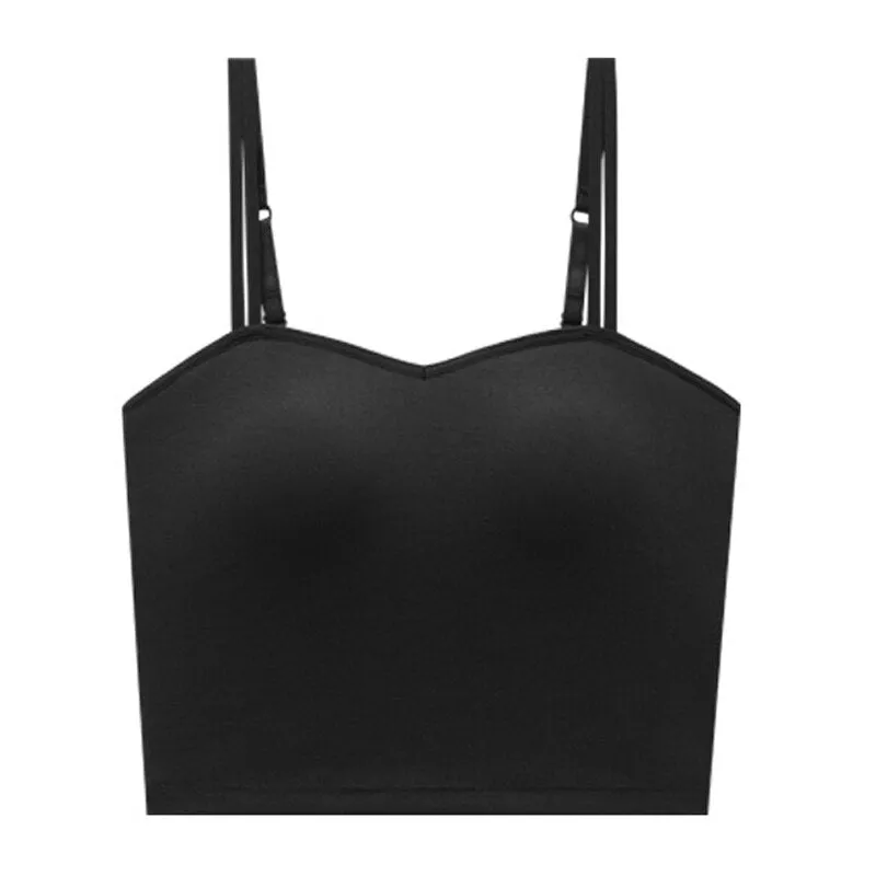 Female Push Up Bras Double Strap Crop Wirefree Brassiere Seamless Underwear With Built In Bra