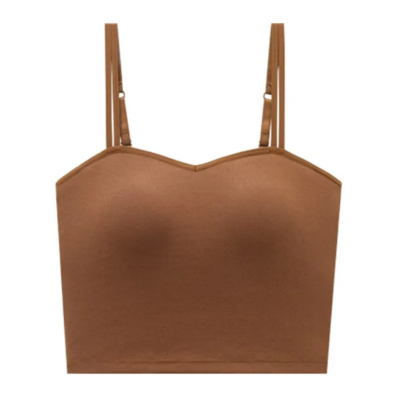 Female Push Up Bras Double Strap Crop Wirefree Brassiere Seamless Underwear With Built In Bra