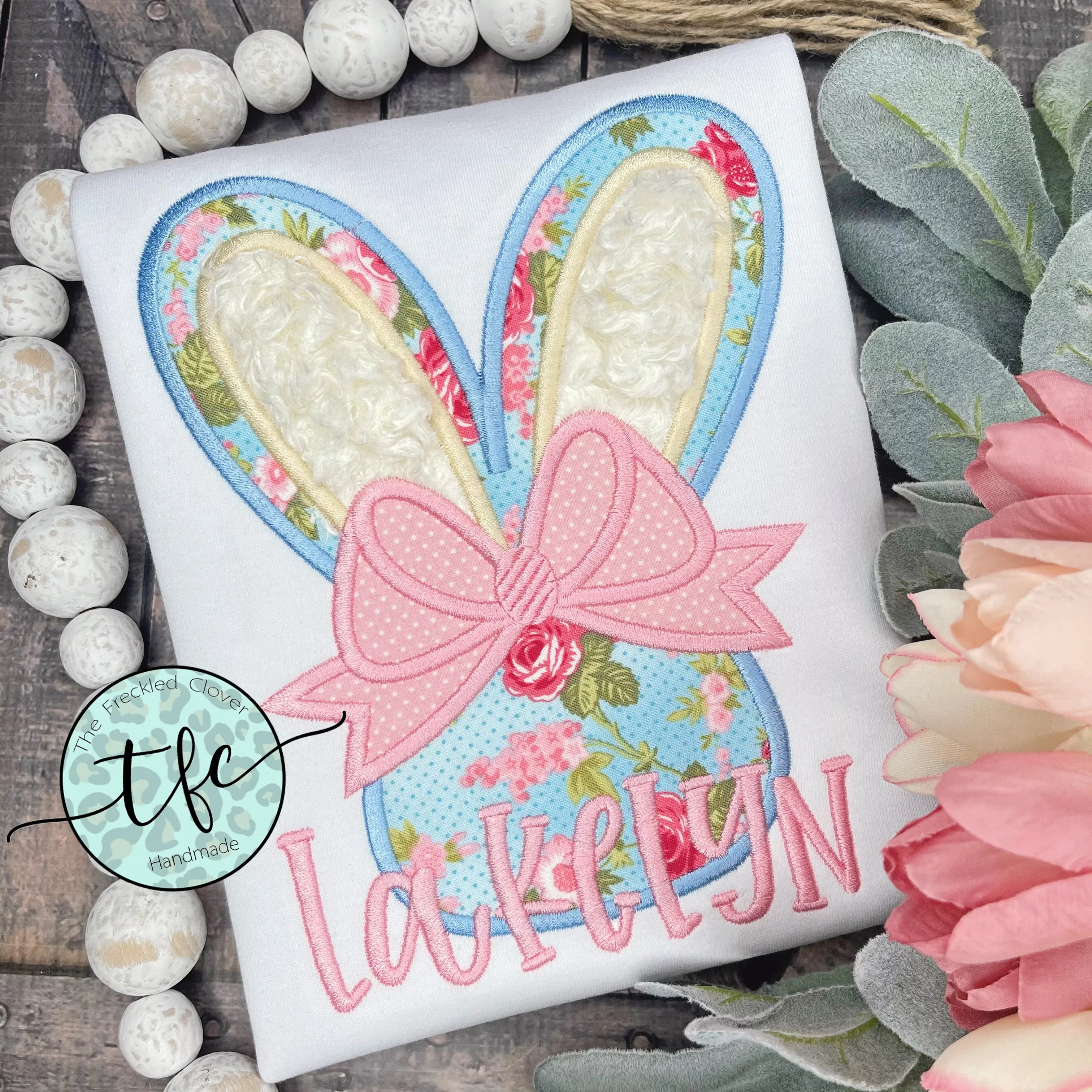 {Floral Easter Bunny} Applique tee