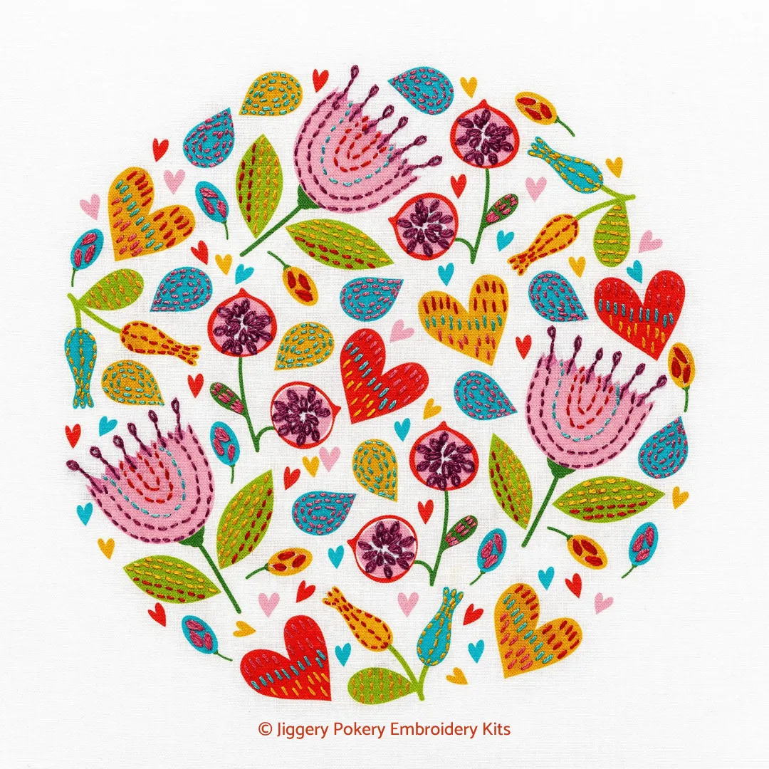 Floral embroidery kit