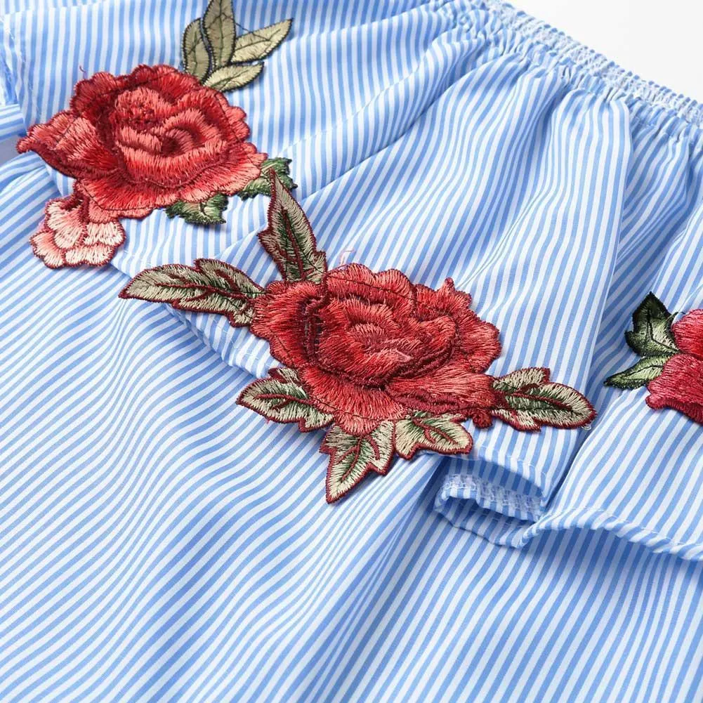 Floral Embroidery Off-Shoulder