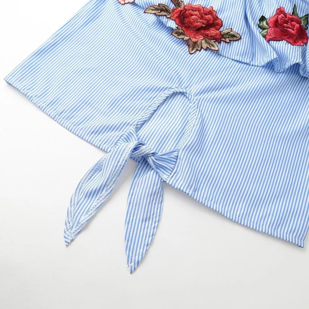 Floral Embroidery Off-Shoulder