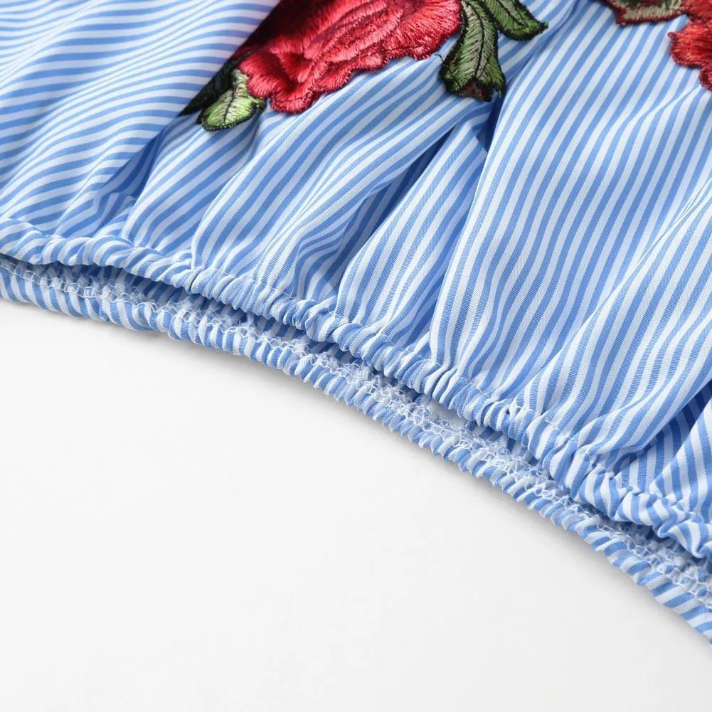 Floral Embroidery Off-Shoulder