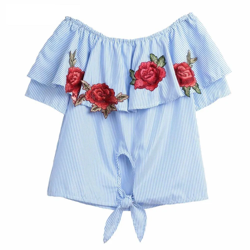 Floral Embroidery Off-Shoulder
