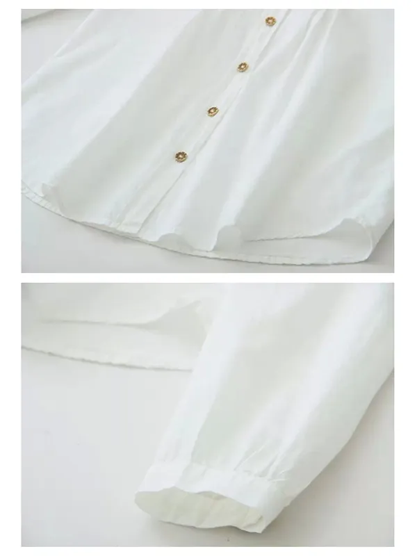 floral embroidery pleated shirt