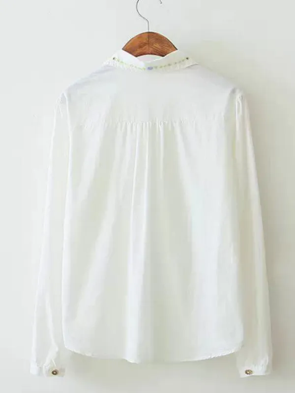 floral embroidery pleated shirt