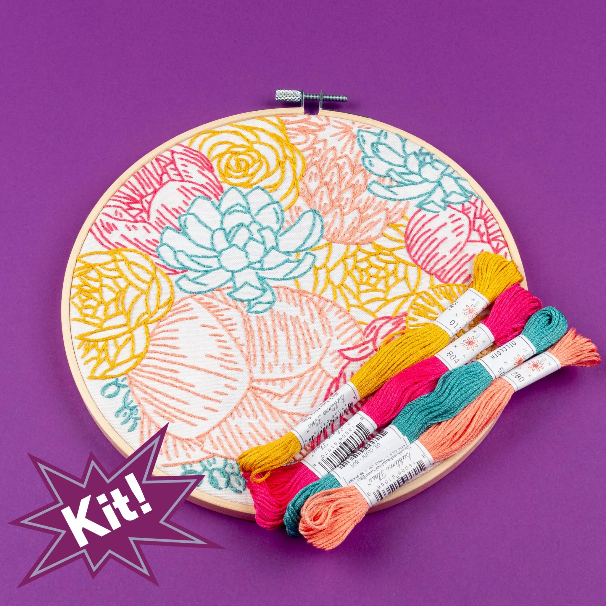 Floral Profusion 8" Embroidery Kit -- PopLush Embroidery