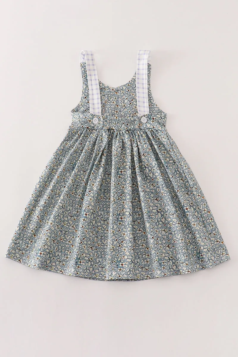Floral puppy embroidery dress