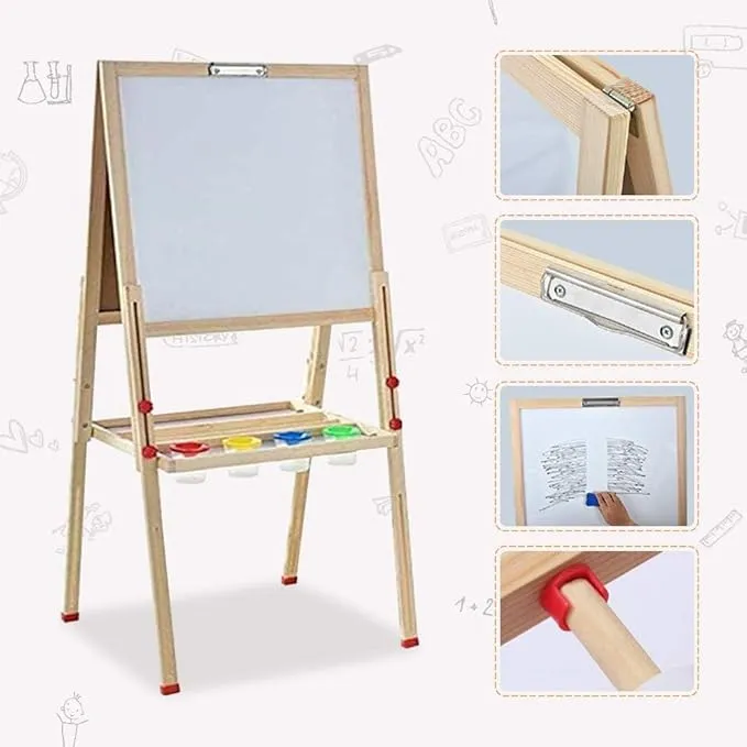 Folding Height Adjustable Easel | Whiteboard | Blackboard Double Easel | FREE Accessories | 3 Years  