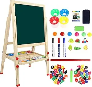 Folding Height Adjustable Easel | Whiteboard | Blackboard Double Easel | FREE Accessories | 3 Years  