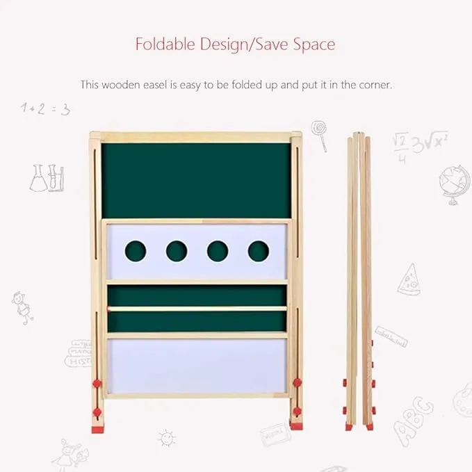 Folding Height Adjustable Easel | Whiteboard | Blackboard Double Easel | FREE Accessories | 3 Years  