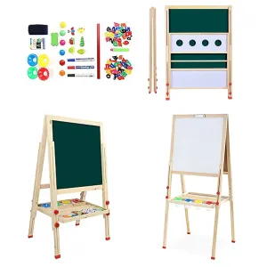 Folding Height Adjustable Easel | Whiteboard | Blackboard Double Easel | FREE Accessories | 3 Years  