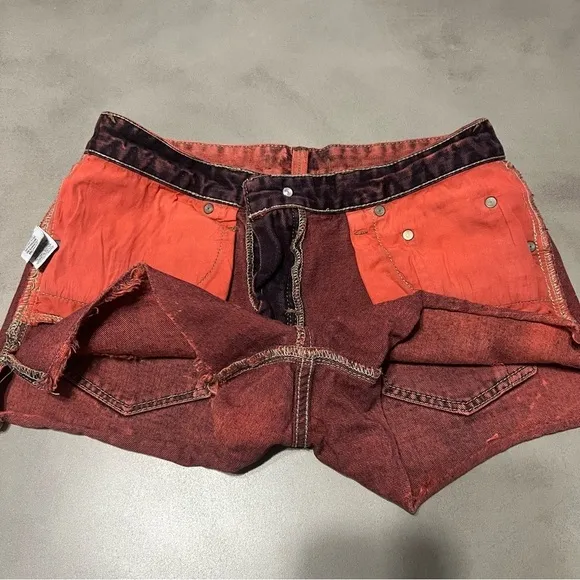 FREE PEOPLE Distressed Acid Wash Denim Shorts