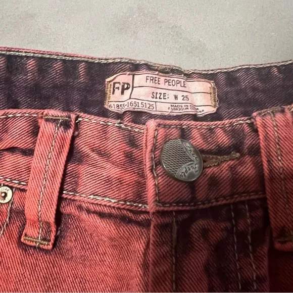 FREE PEOPLE Distressed Acid Wash Denim Shorts