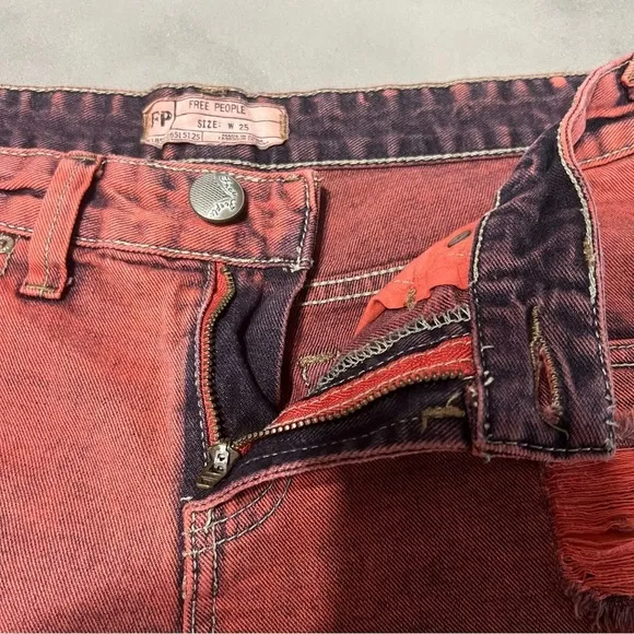 FREE PEOPLE Distressed Acid Wash Denim Shorts