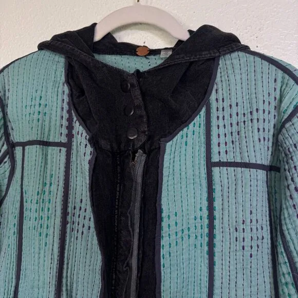 Free People Tavi Quilted Jacket Womens Small Boho Hooded Zip Up Crop Boho NEW