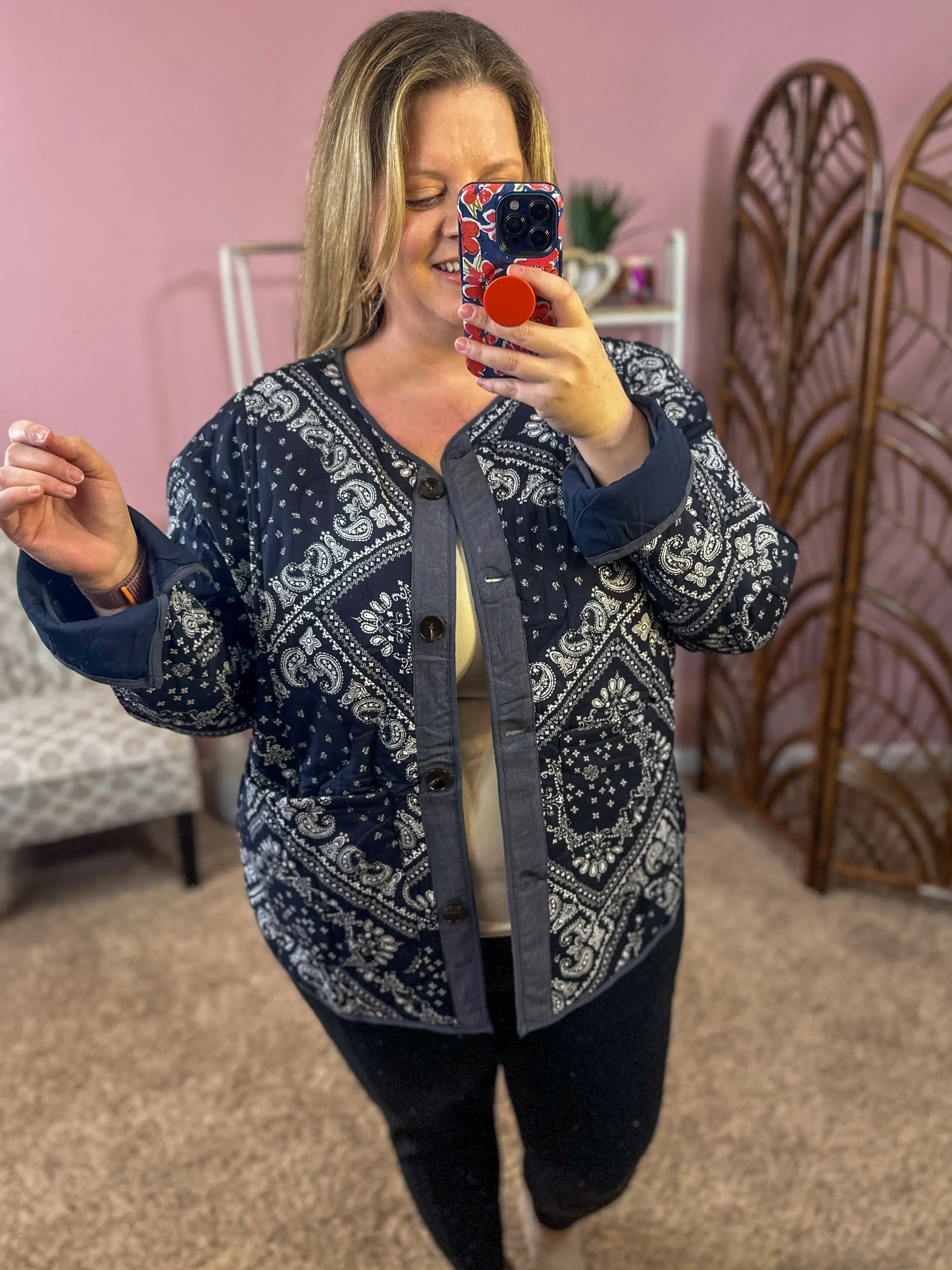 From That Moment Quilted Jacket - Washed Navy