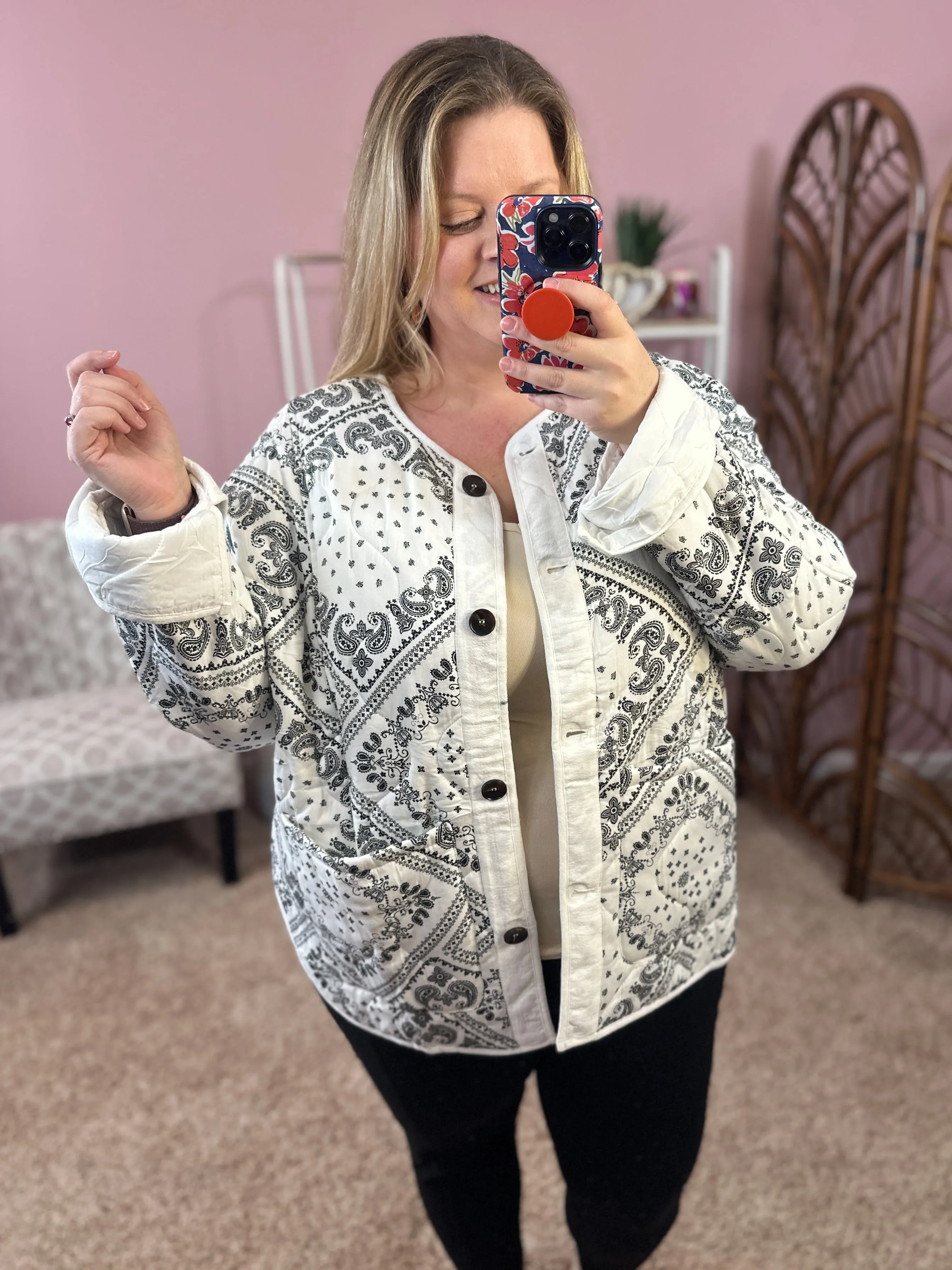 From That Moment Quilted Jacket - Washed White