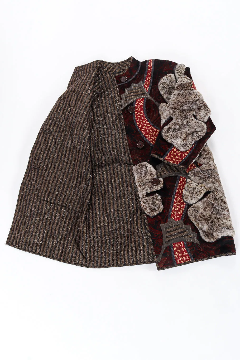 Fur Leaf Patchwork Coat