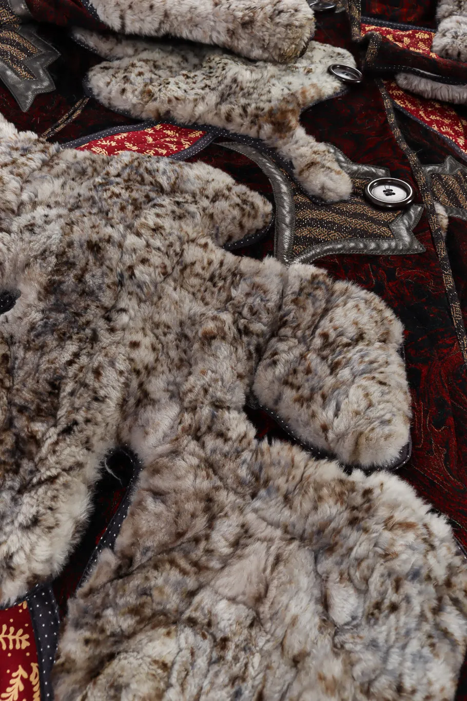 Fur Leaf Patchwork Coat