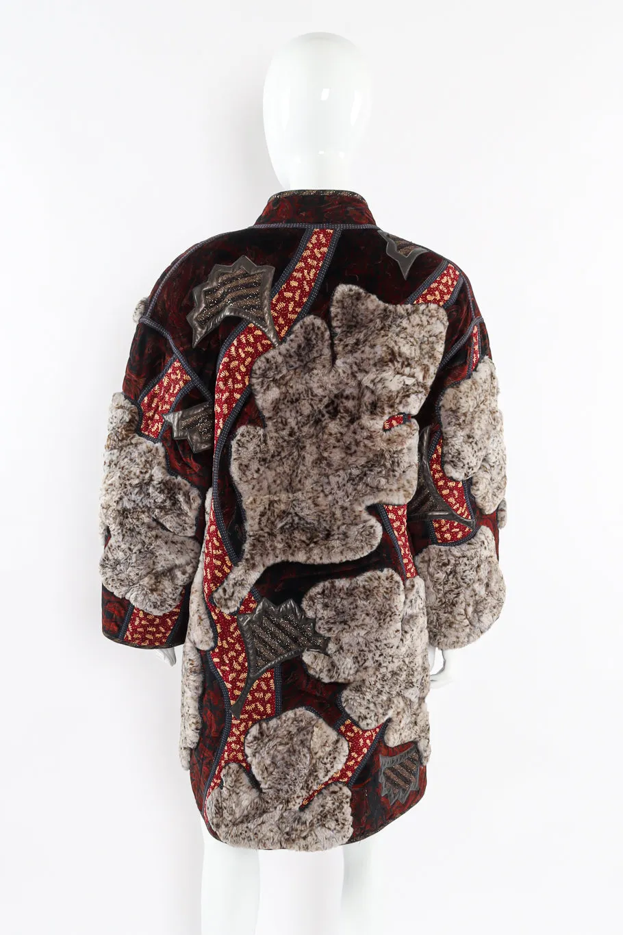 Fur Leaf Patchwork Coat