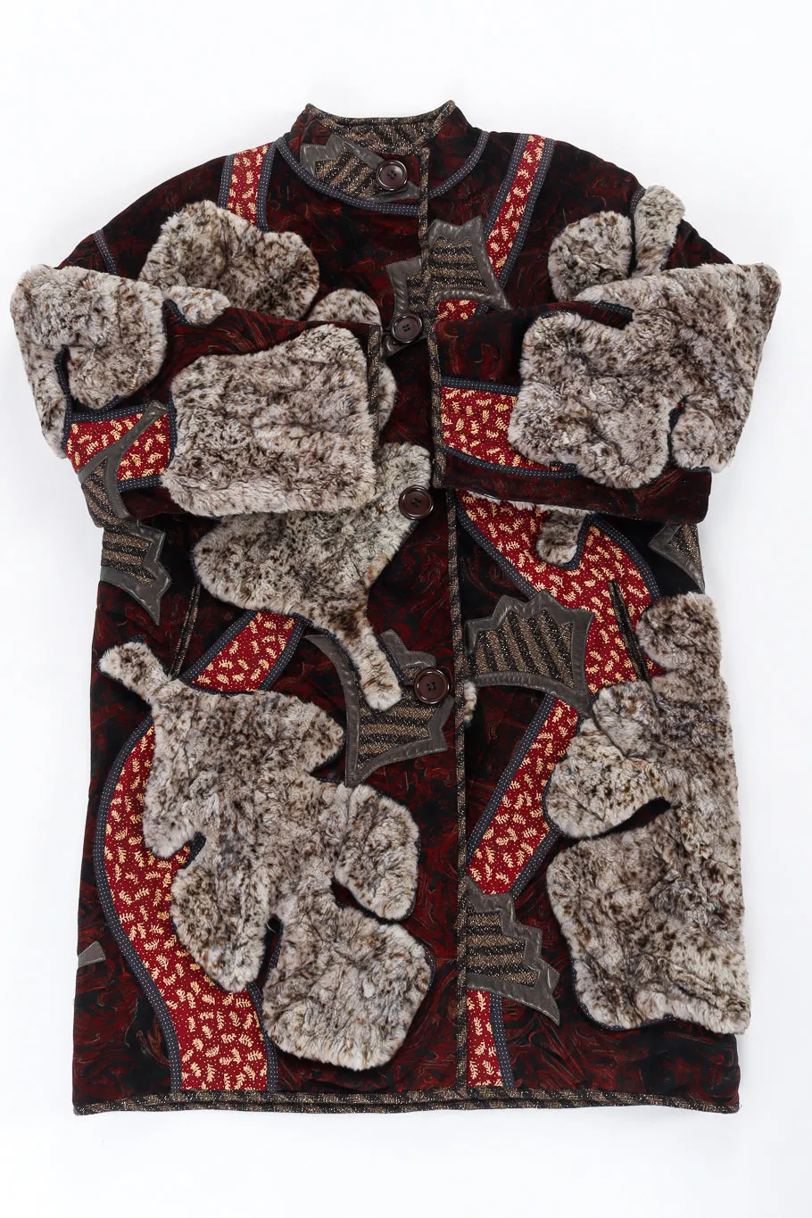 Fur Leaf Patchwork Coat