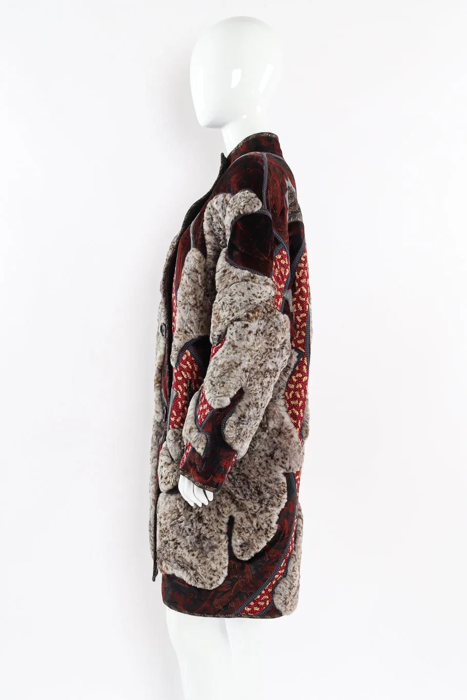 Fur Leaf Patchwork Coat