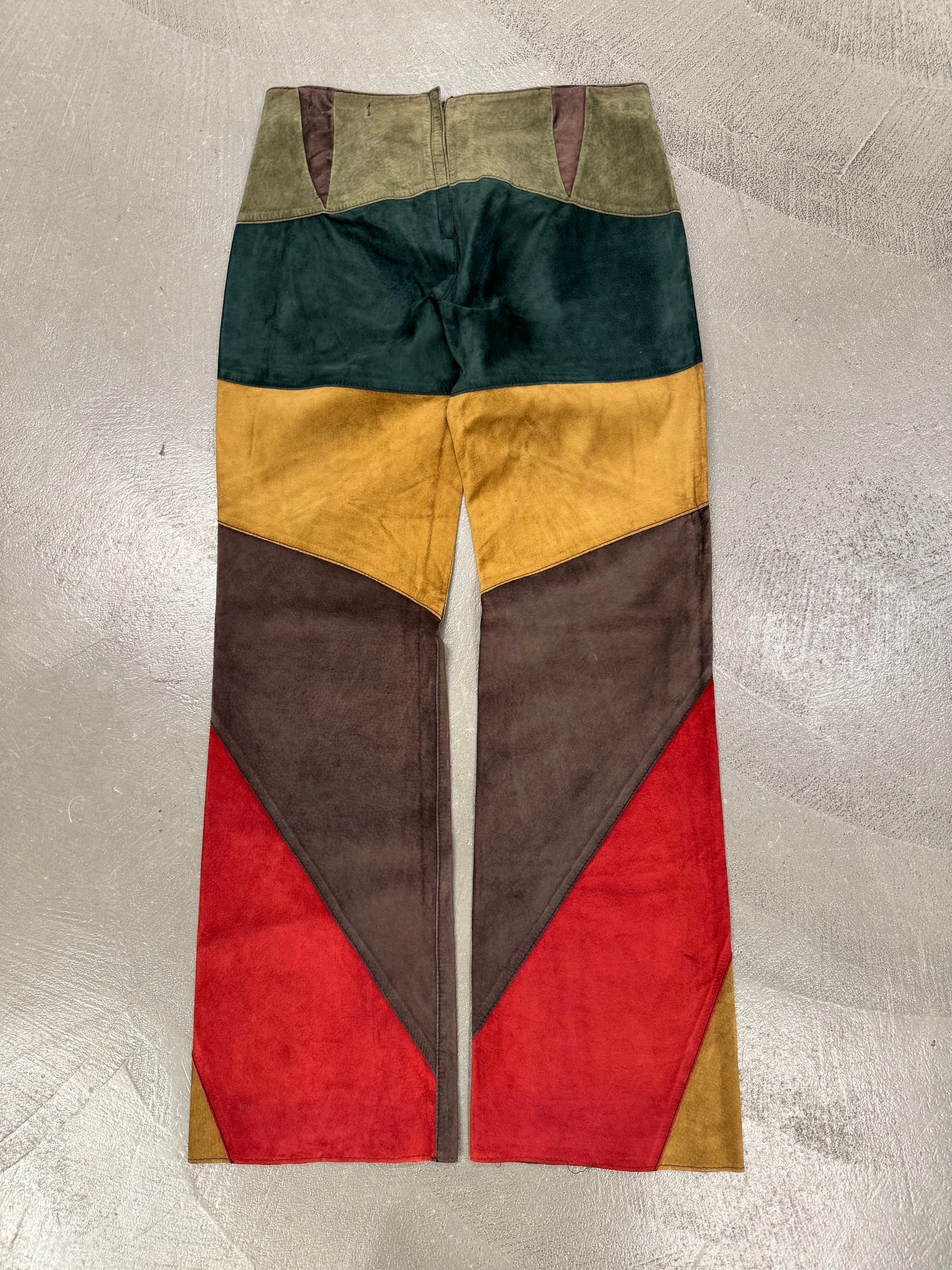 F/W 2002 Dolce & Gabbana butterfly suede patchwork pants