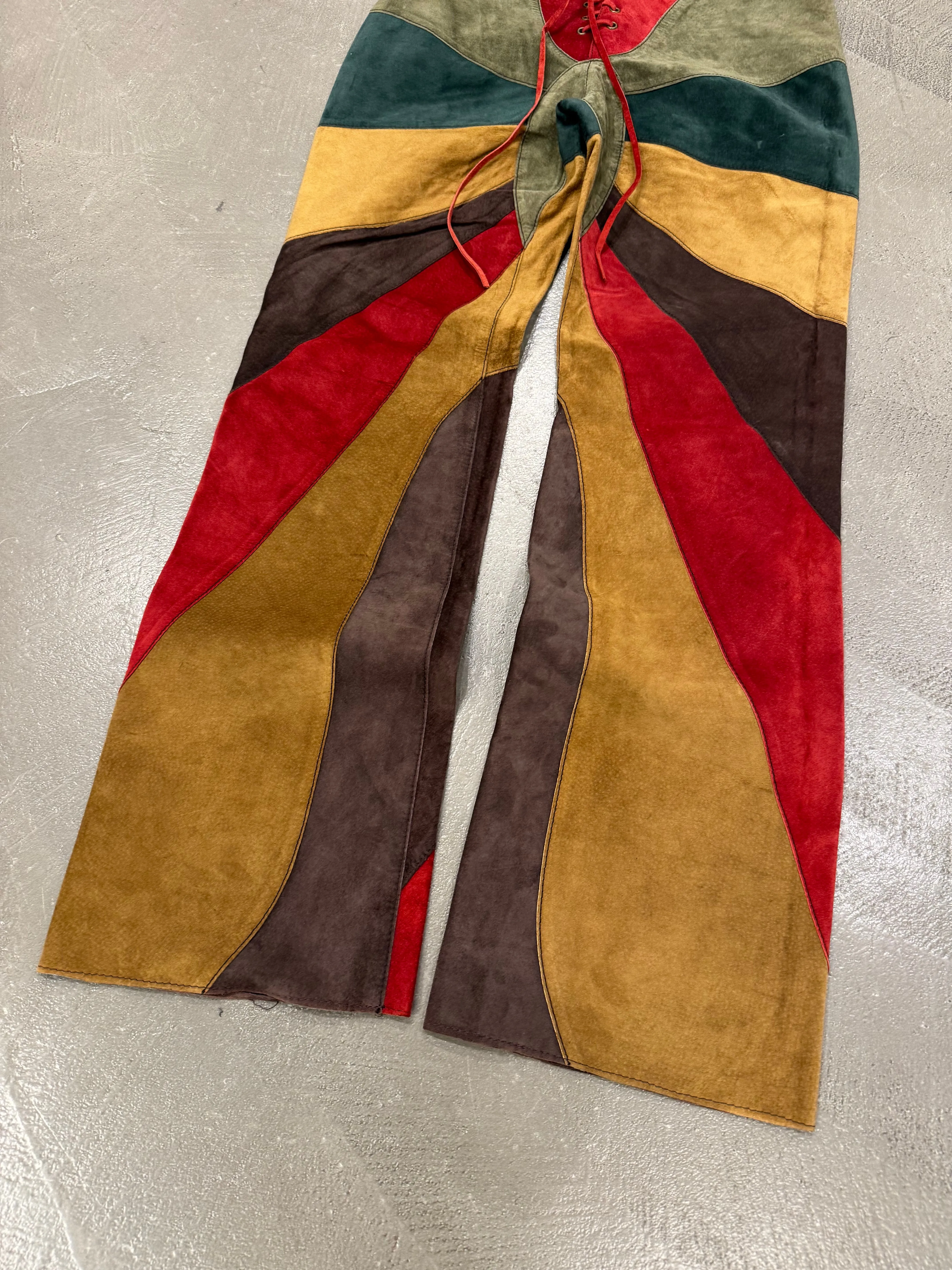 F/W 2002 Dolce & Gabbana butterfly suede patchwork pants