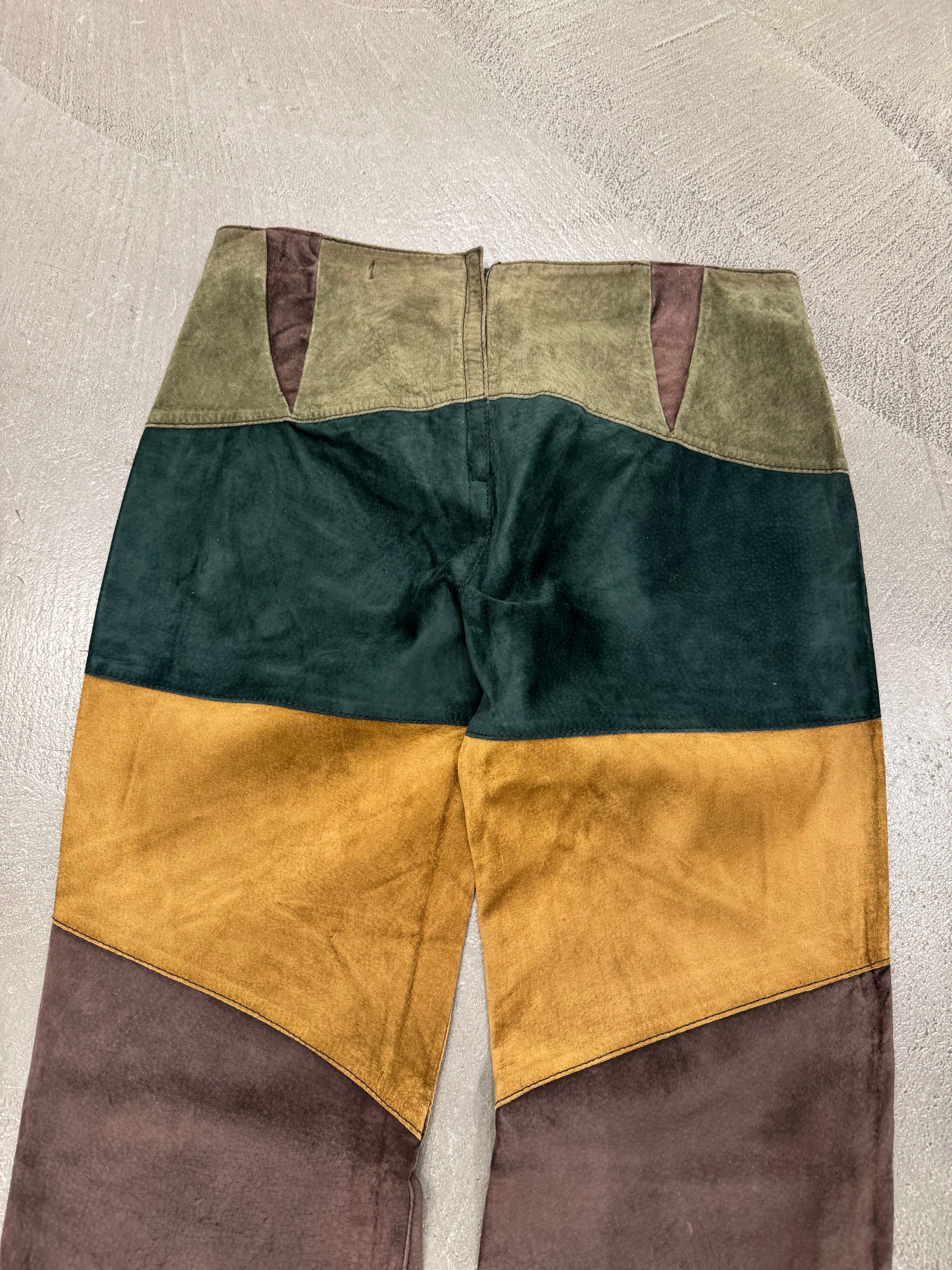 F/W 2002 Dolce & Gabbana butterfly suede patchwork pants