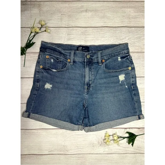 GAP Distressed Mid Rise Denim Short