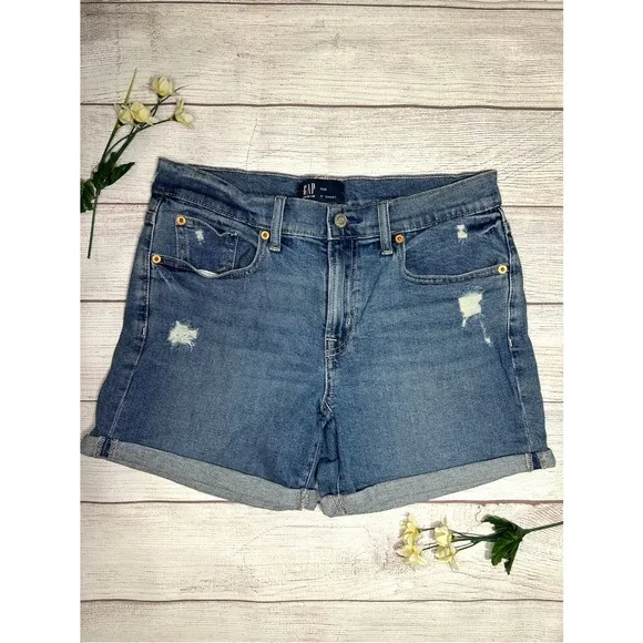 GAP Distressed Mid Rise Denim Short