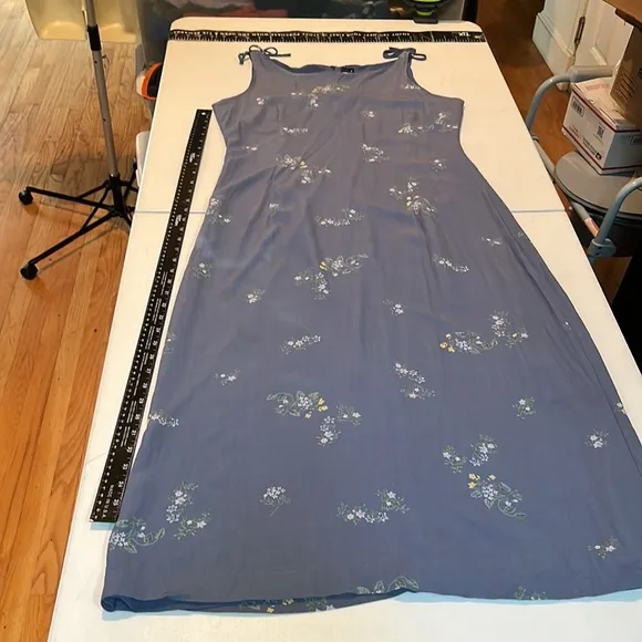 GAP size 12 blue print sleeveless maxi dress back zip, lined Hand washed