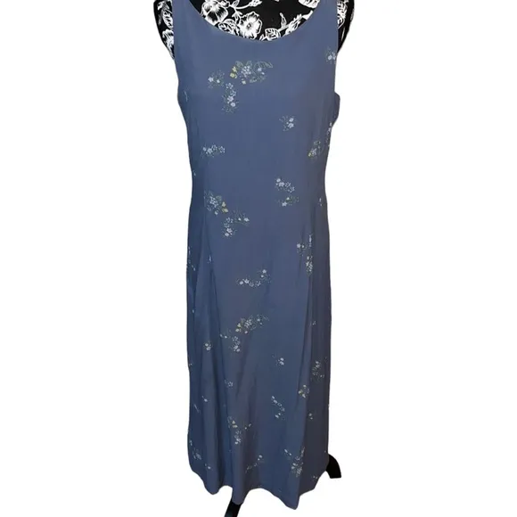 GAP size 12 blue print sleeveless maxi dress back zip, lined Hand washed