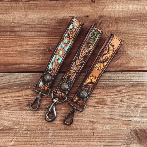 Genuine Tooled Leather Wristlet Straps