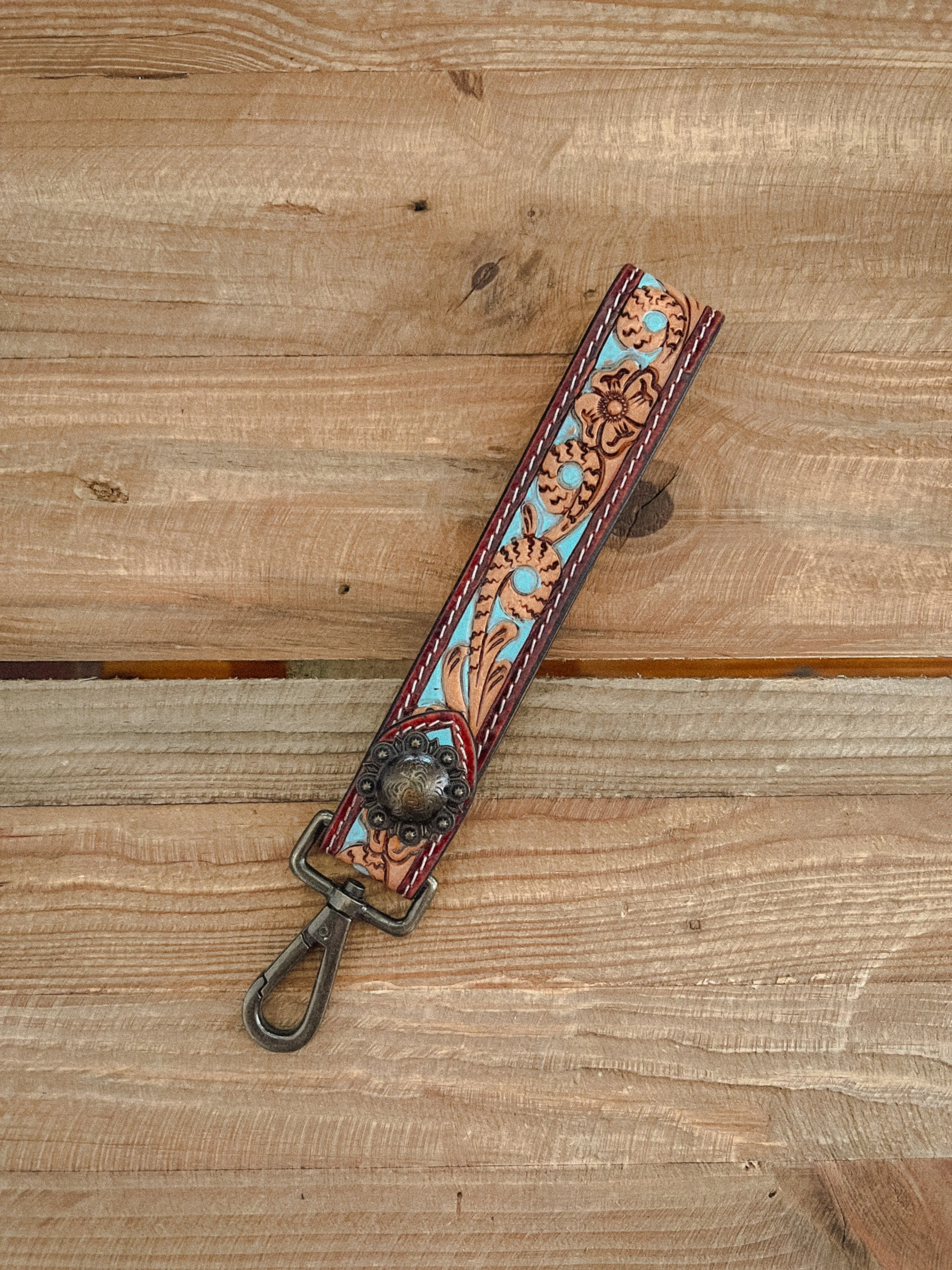 Genuine Tooled Leather Wristlet Straps