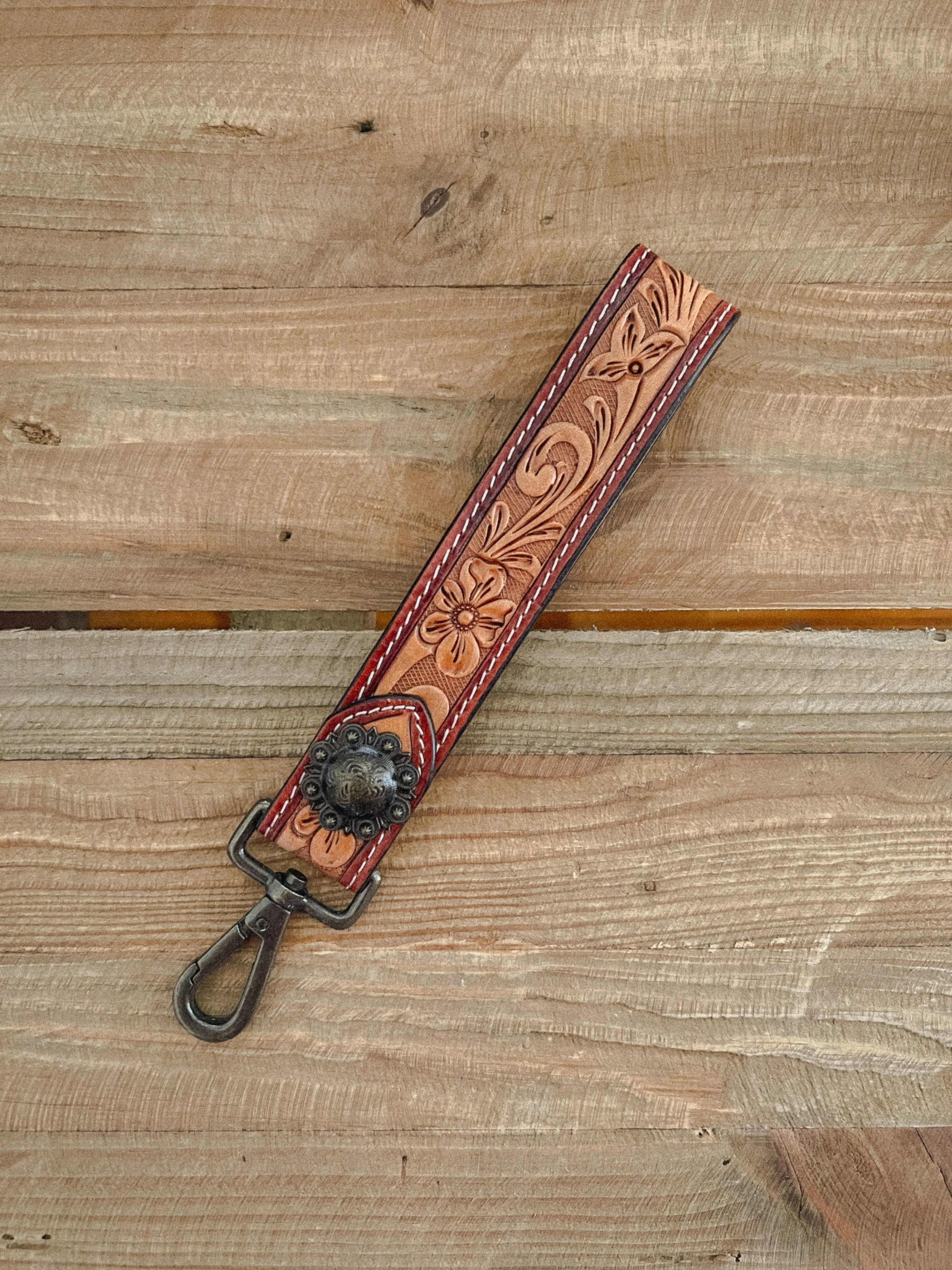 Genuine Tooled Leather Wristlet Straps