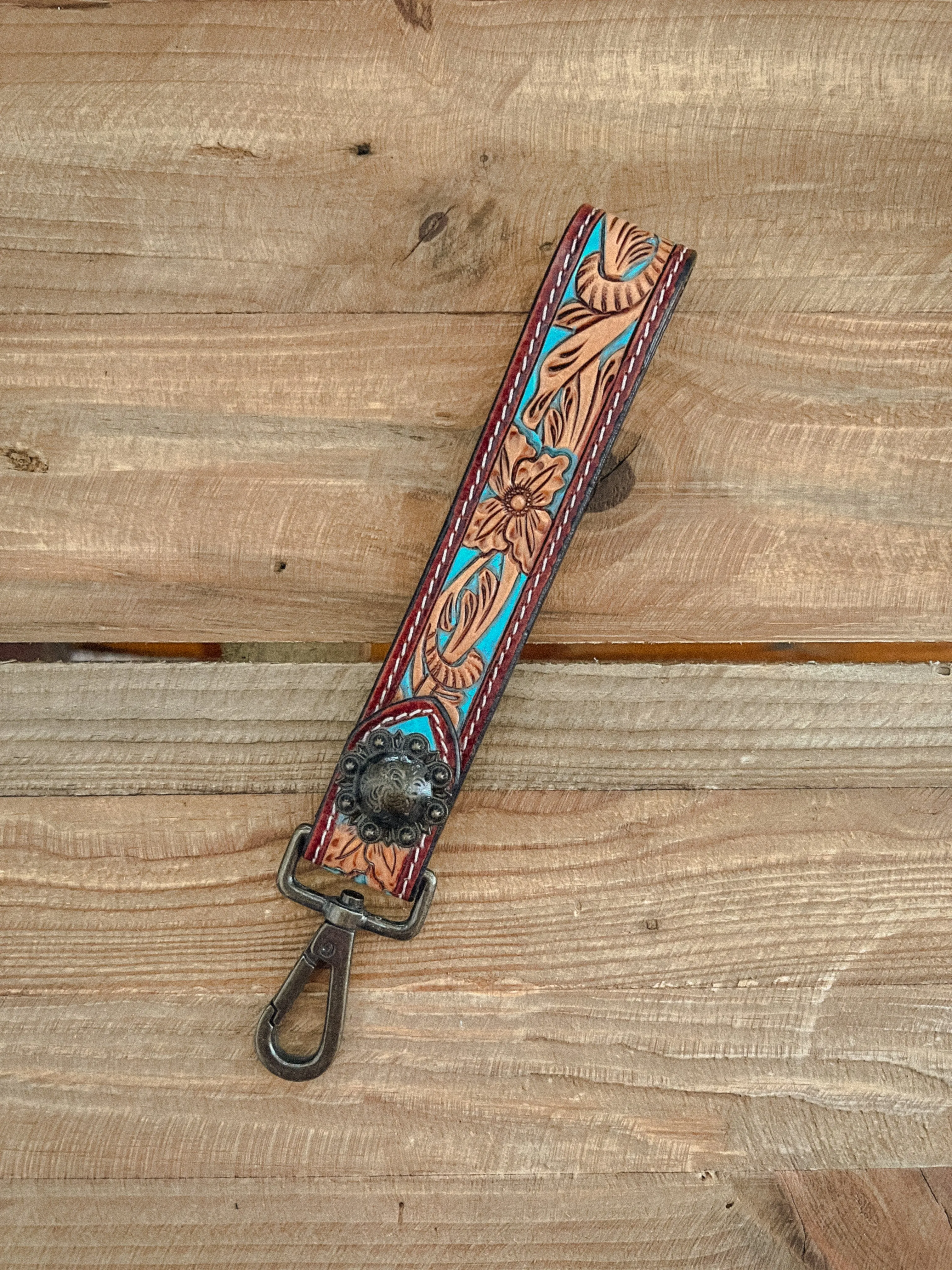 Genuine Tooled Leather Wristlet Straps