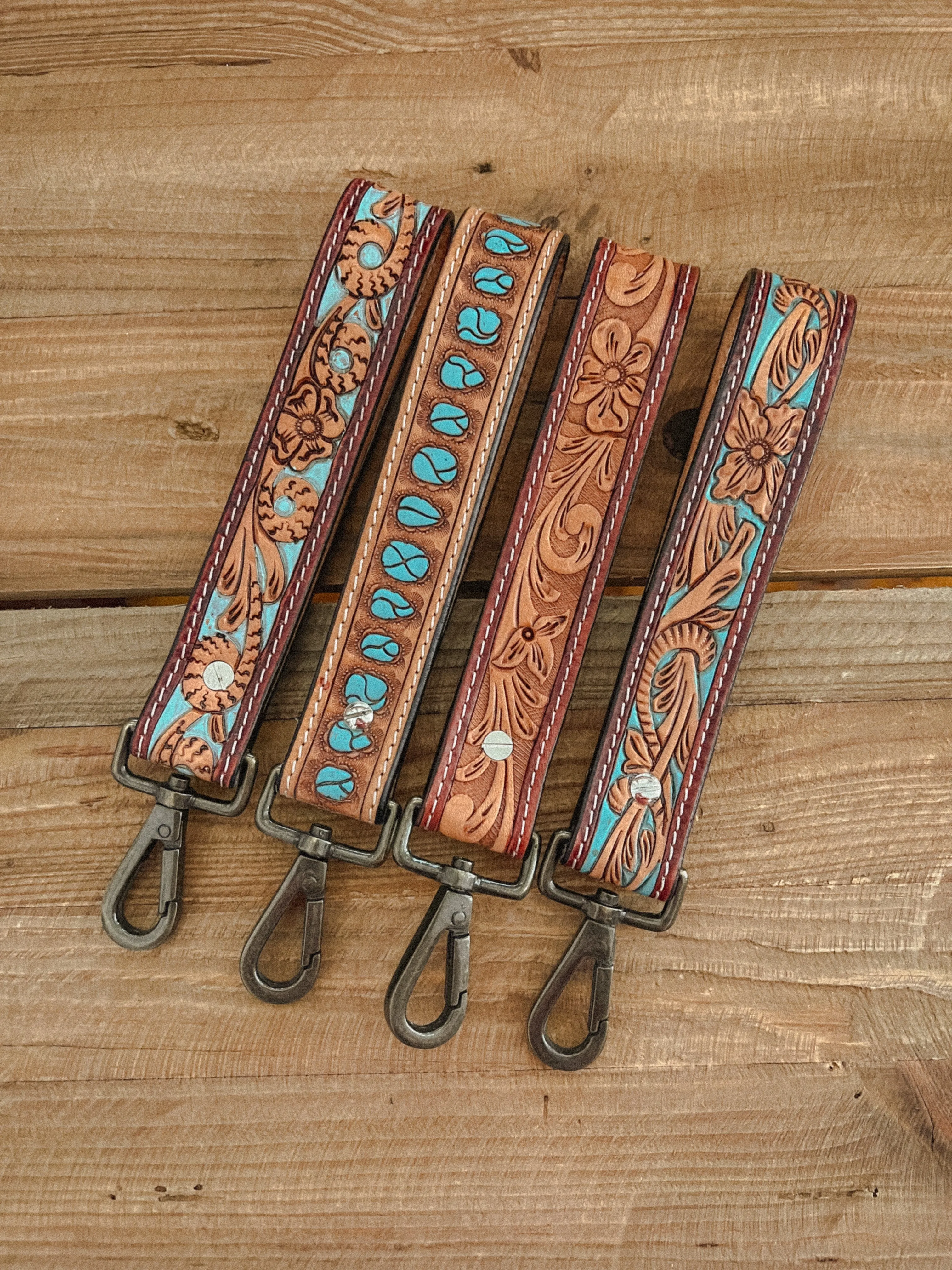 Genuine Tooled Leather Wristlet Straps