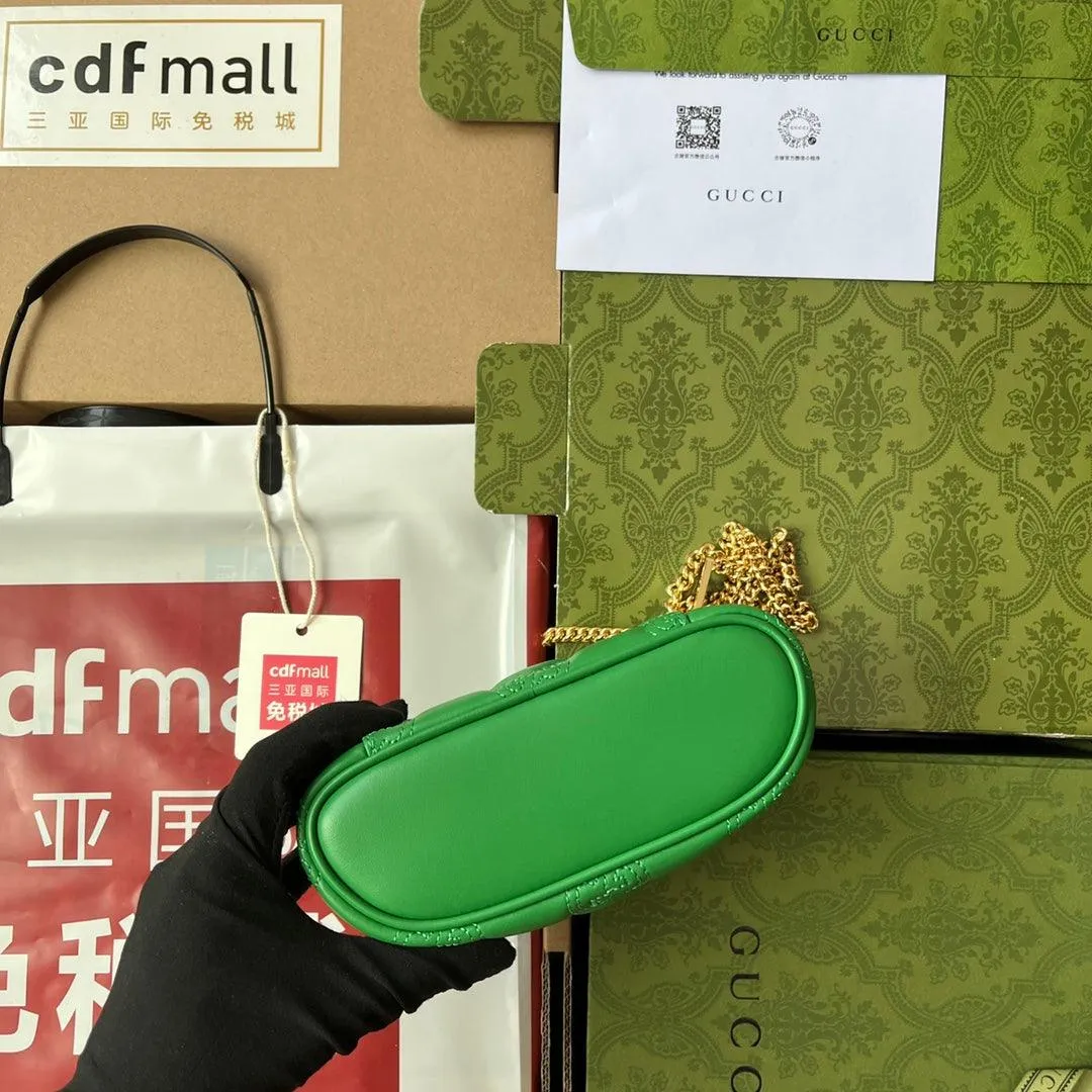 gg Quilted gg Mini Handbag Green For Women, Women&#8217;s Bags 6.3in/16cm gg 723770 UM8IG 3219