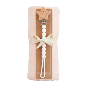 Gingham Swaddle & Pacy Clip Set {Pink}