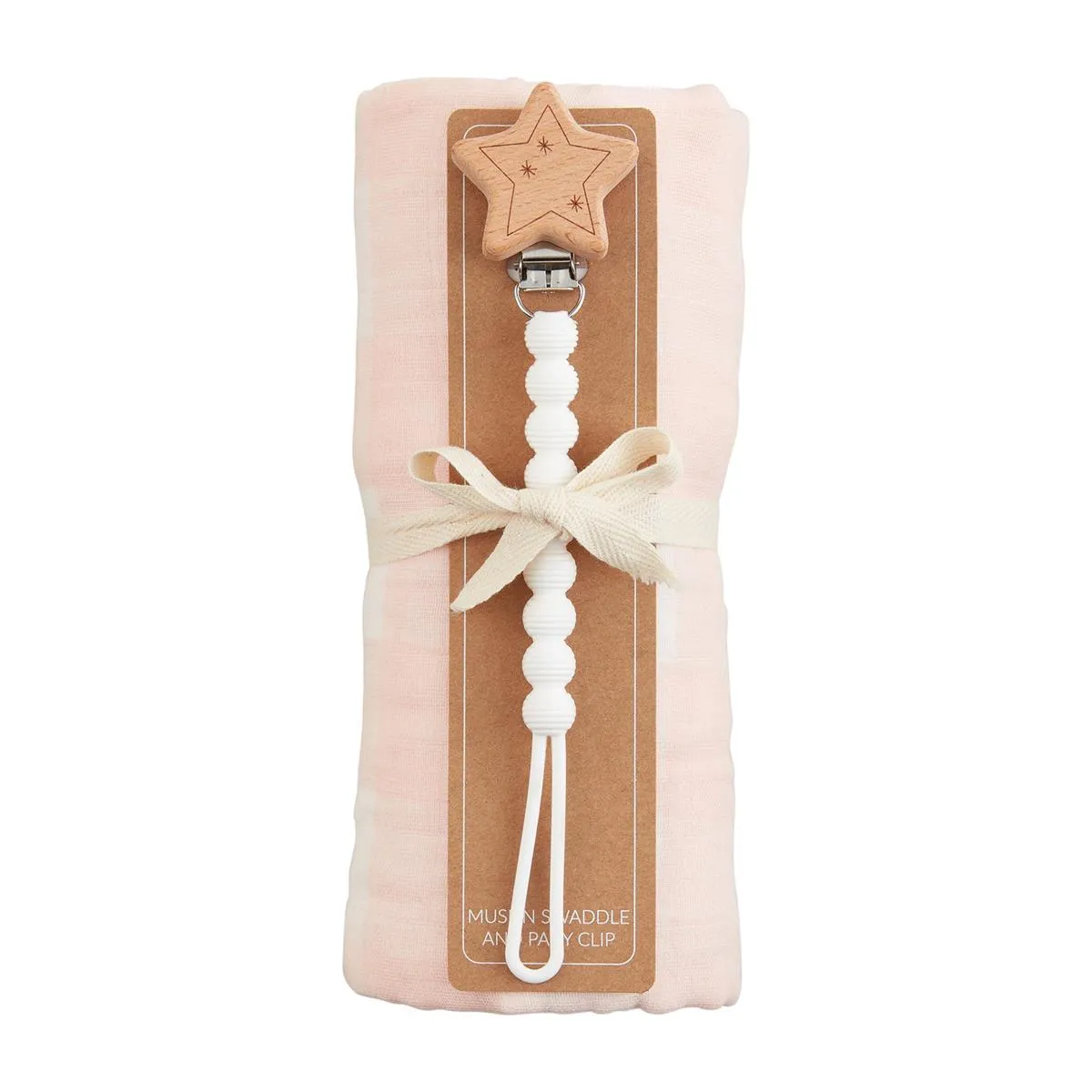 Gingham Swaddle & Pacy Clip Set {Pink}