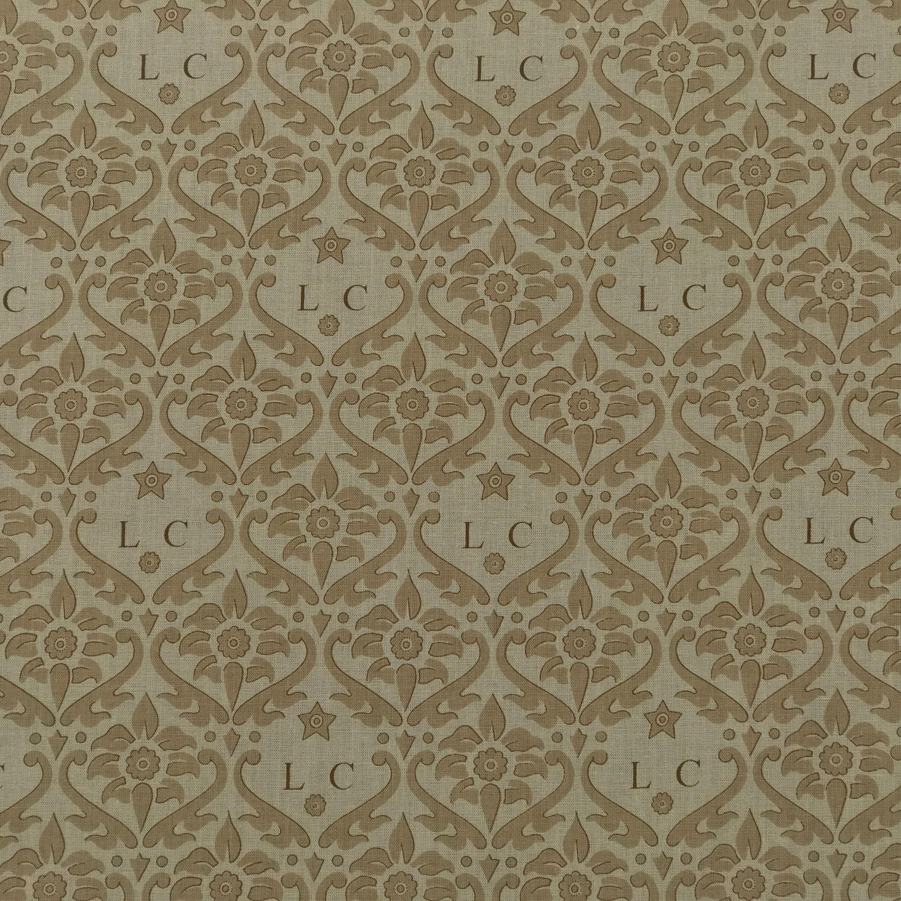 Gold Cotton Print L.Carter LC Damask Warner Fabrics