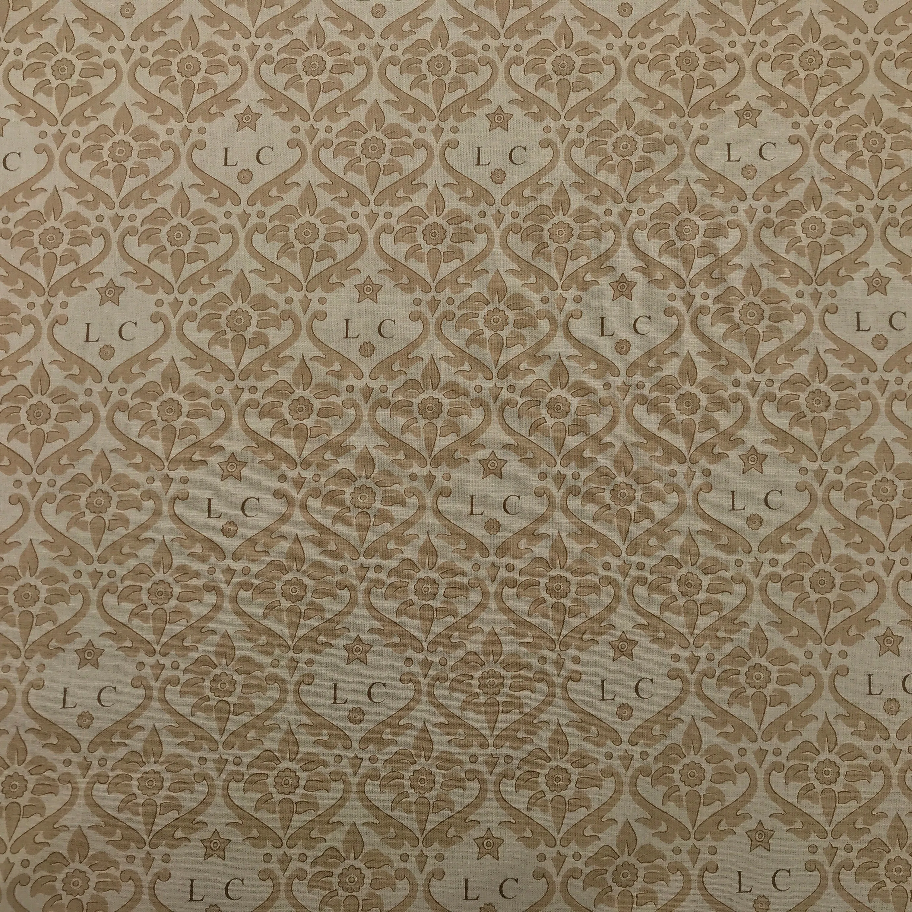 Gold Cotton Print L.Carter LC Damask Warner Fabrics