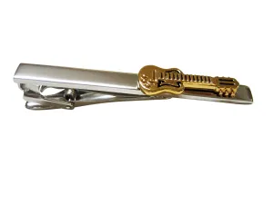 Gold Toned Guitar Musical Instrument Square Tie Clip