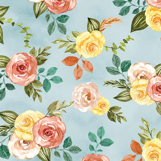 Gone Country by Benartex - Light Blue Floral by the yard 3486